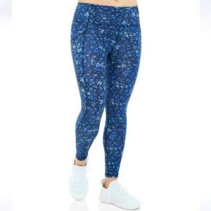 Laundry By Shelli Segal Blue Floral Leggings High Waist Size Medium